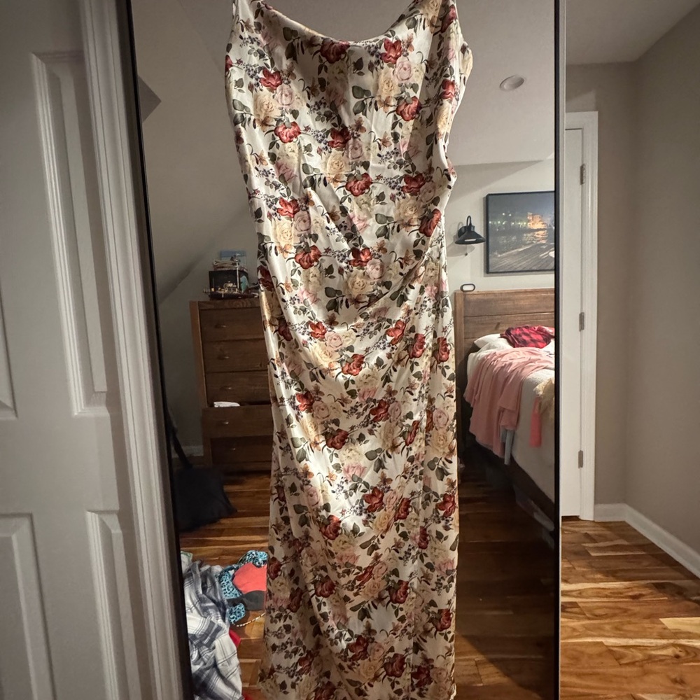 Floral Sleeveless Dress cowl neck